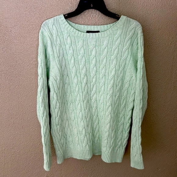 Women’s Lands End Cable Knit Drifter Sweater, XL/T, Mint Green - Picture 1 of 5